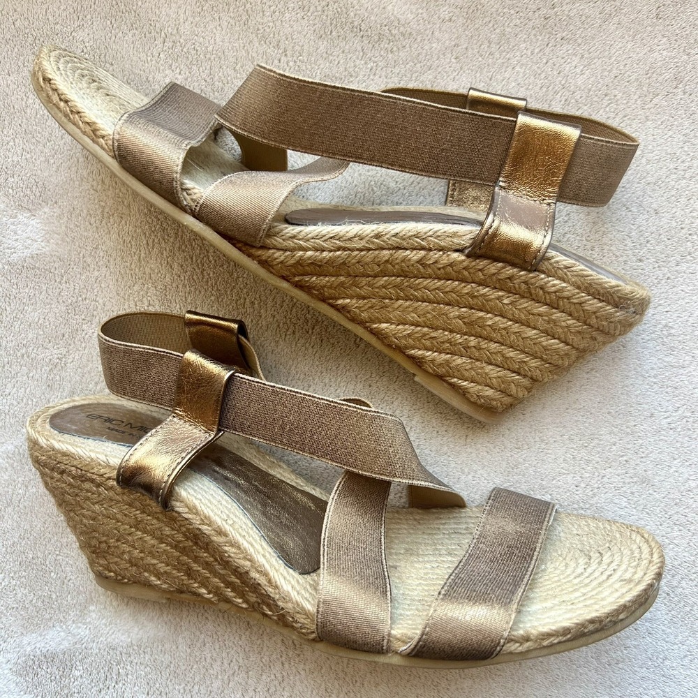 Eric Michael Metallic Bronze Espadrille Wedge Sandal Shoes Women EU 40 US 9.5 10